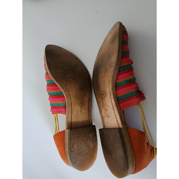 Donald Pliner Anthropologie Rainbow Leather Woven Elastic Slide D’Orsay Flat 9 - Picture 7 of 7